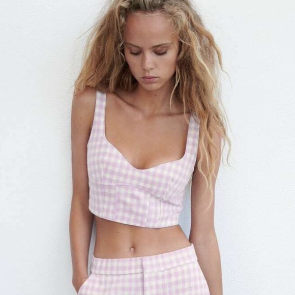 GINGHAM CROPPED TOP - Picture 2 of 10